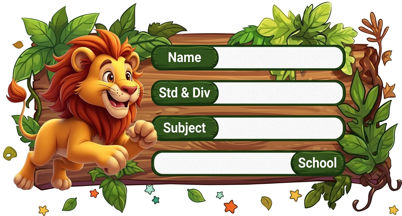 Rectangle shape Jumping Lion theme Labels for Kids - 10 Labels