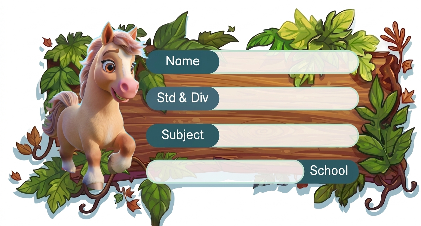 Rectangle shape Horse theme Labels for Kids - 10 Labels