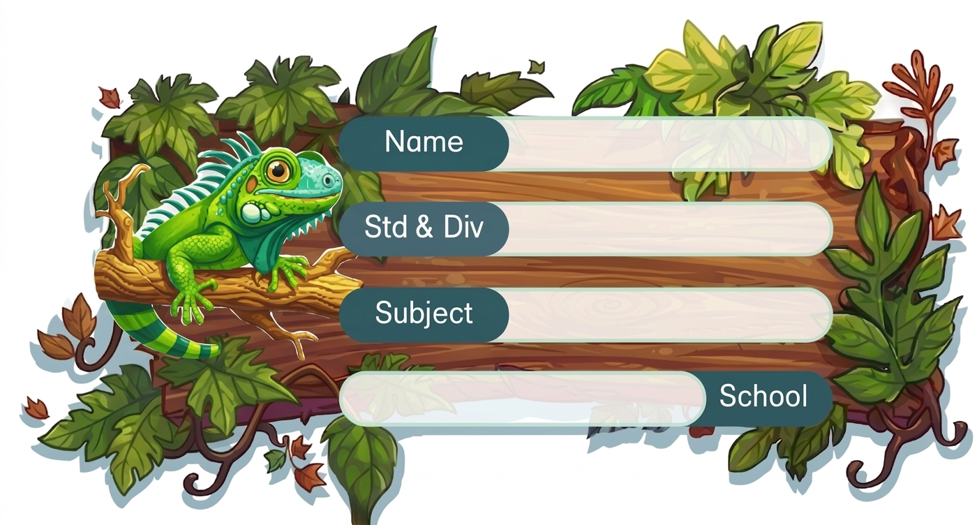 Rectangle shape Chameleon theme Labels for Kids - 10 Labels
