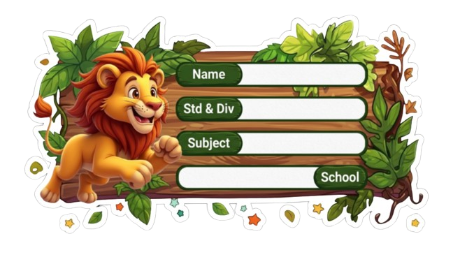 Die Cut Model - Jumping Lion theme Labels for Kids - 10 Labels