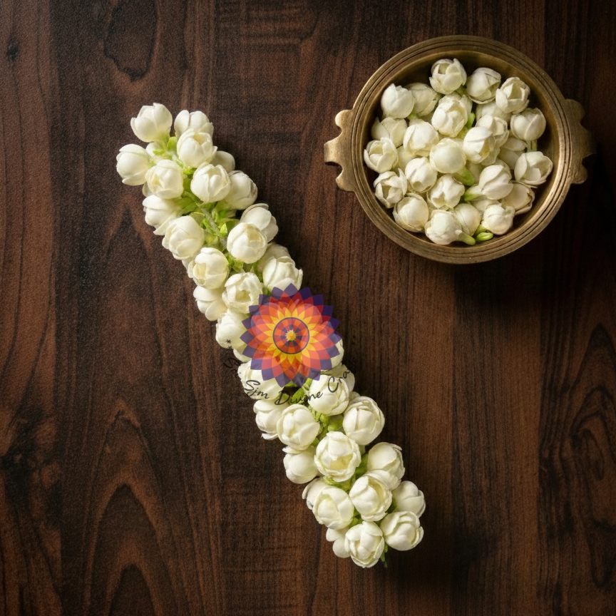 Premium Handmade Realistic Bloomed Jasmine Buds String - Double Layer