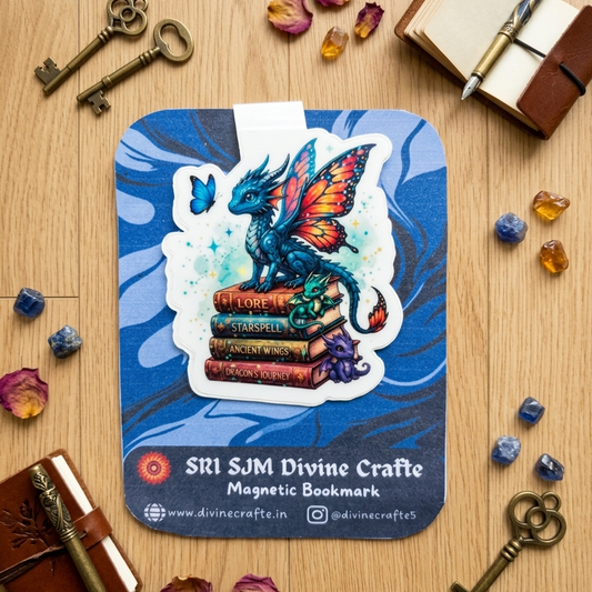 Butterfly Dragon on Fantasy Books Magnetic Bookmark | Blue Dragon Bookmark | Fantasy Reader Gift