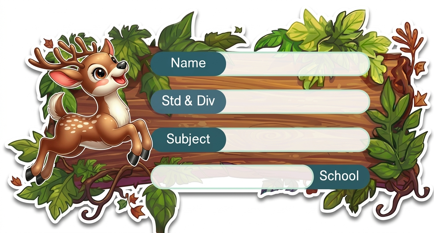 Rectangle shape Deer theme Labels for Kids - 10 Labels