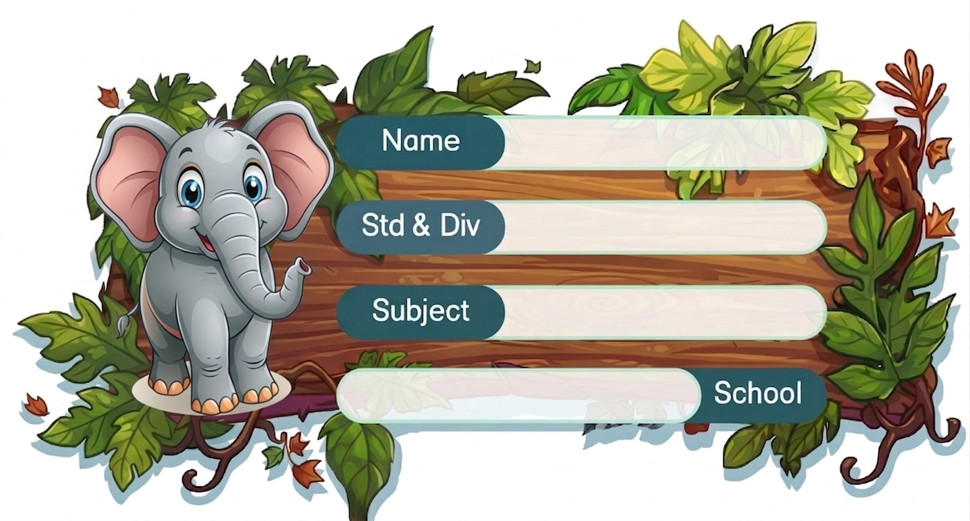 Rectangle shape Elephant theme Labels for Kids - 10 Labels
