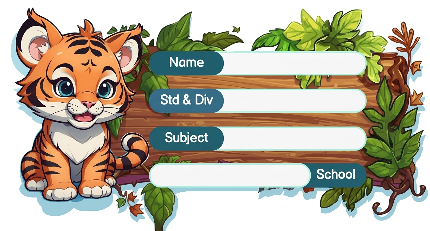Rectangle shape Tiger theme Labels for Kids - 10 Labels