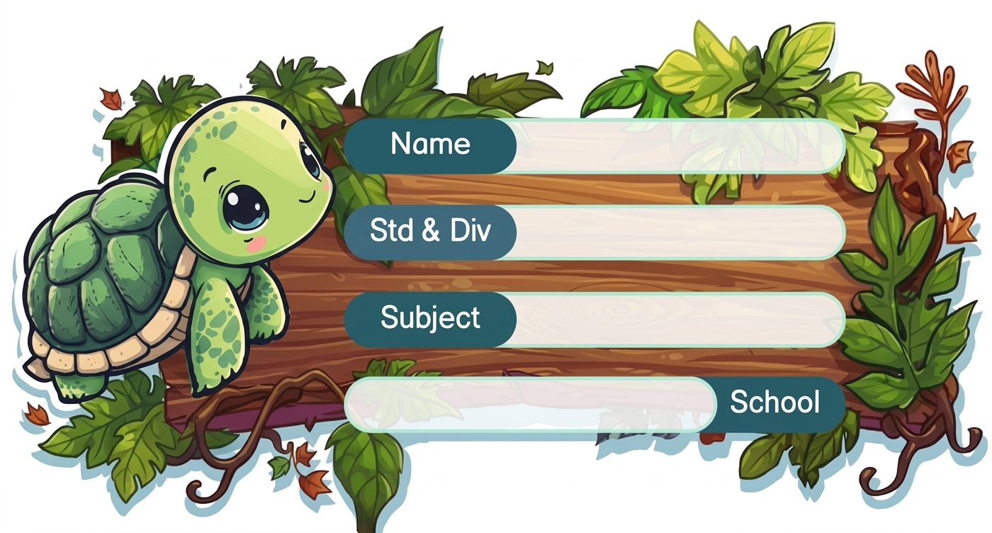 Rectangle shape Tortoise theme Labels for Kids - 10 Labels