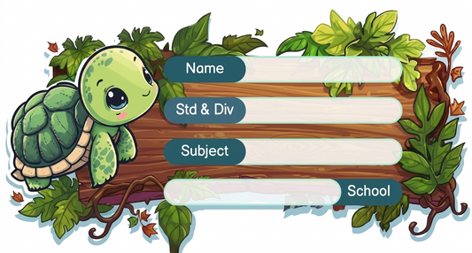 Rectangle shape Tortoise theme Labels for Kids - 10 Labels