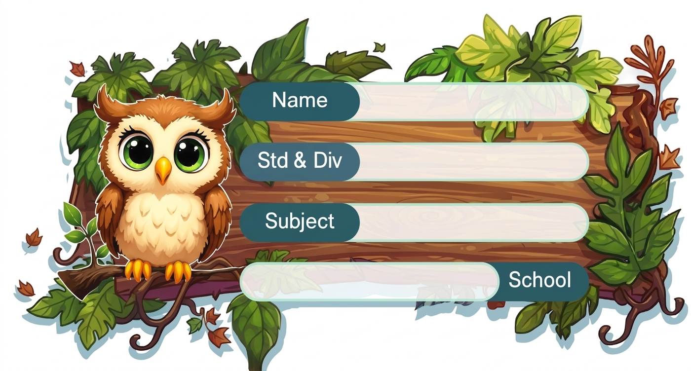Rectangle shape Owl theme Labels for Kids - 10 Labels