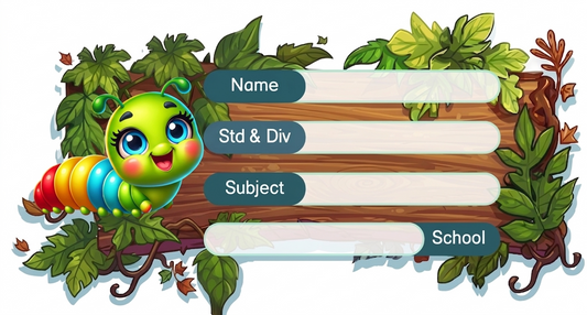 Rectangle shape Colourful worm theme Labels for Kids - 10 Labels