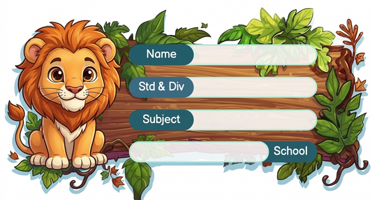 Rectangle shape Lion theme Labels for Kids - 10 Labels