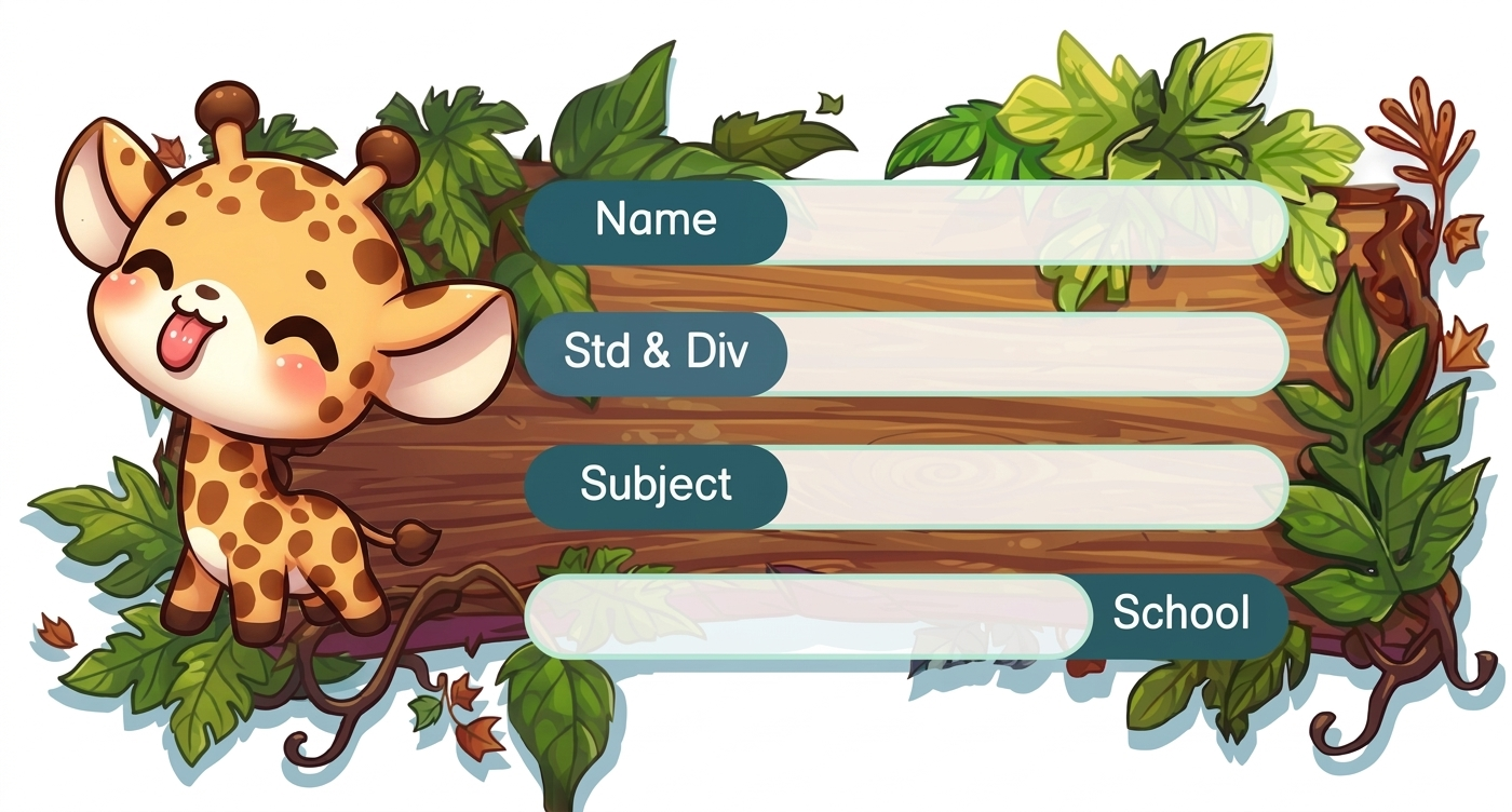 Rectangle shape Giraffe theme Labels for Kids - 10 Labels