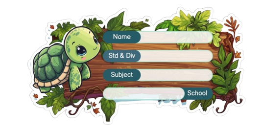 Die Cut Model  - Tortoise theme Labels for Kids - 10 Labels