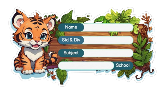 Die Cut Model  - Tiger theme Labels for Kids - 10 Labels