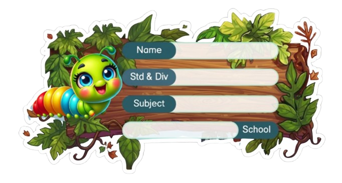 Die Cut Model  - colourful worm theme Labels for Kids - 10 Labels
