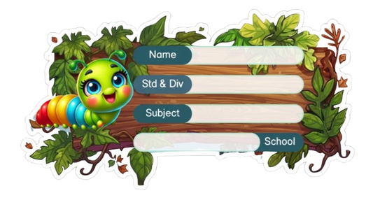 Die Cut Model  - colourful worm theme Labels for Kids - 10 Labels