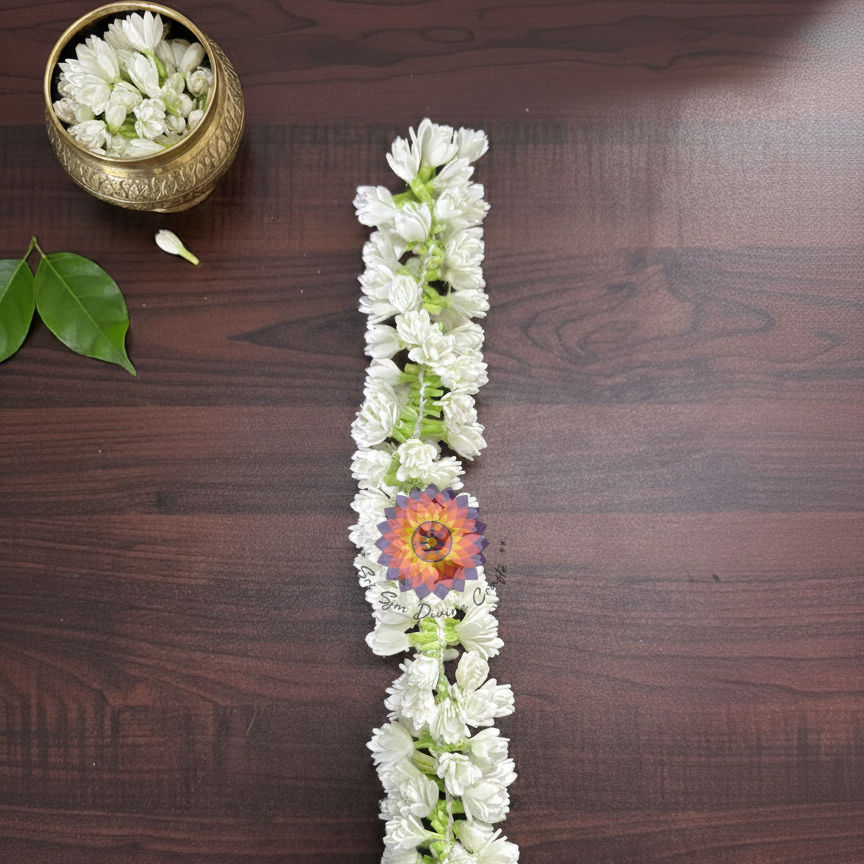 Premium Handmade Realistic Bloomed Mullai Buds String - Double Layer