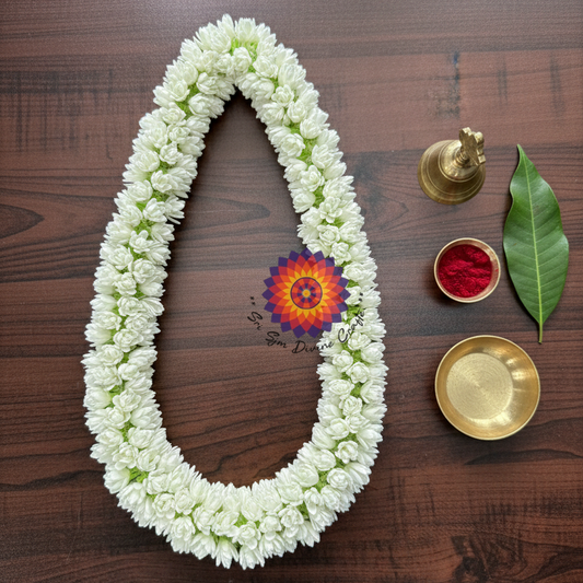 Premium Handmade Realistic Bloomed Mullai- Veni String