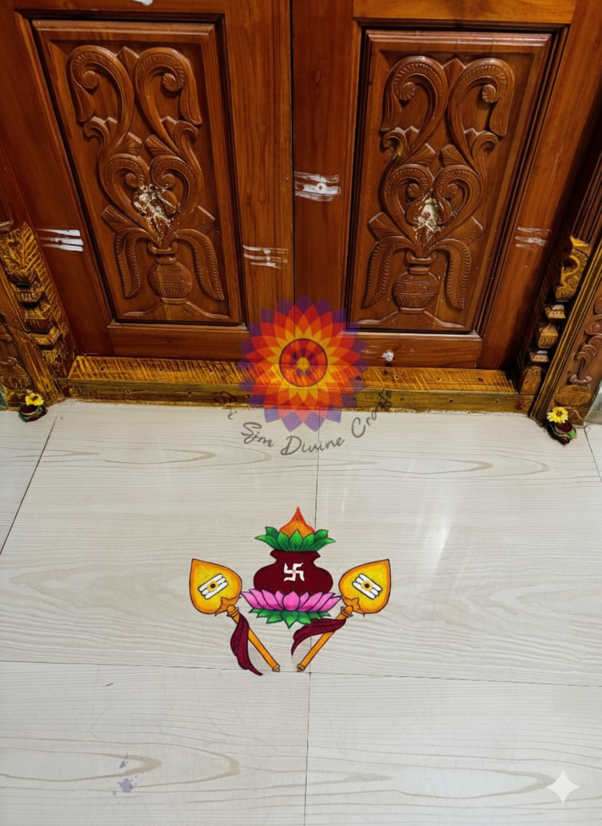 Murugan Vel readymade rangoli design for festivals and pooja rooms