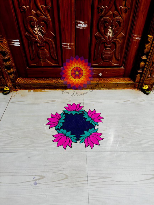 Lotus combo readymade rangoli (5 lotus + 1 round mat) for festive décor