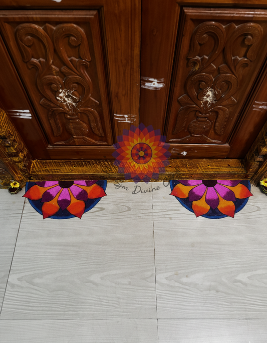 Big semicircle readymade rangoli for pooja rooms and festivals